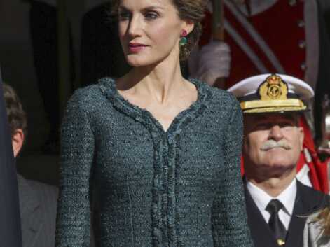 La robe en tweed émeraude de Letitiza d'Espagne