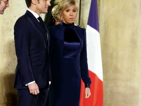 Brigitte Macron très élégante en robe bleu nuit pour un dîner d’Etat à l’Elysée