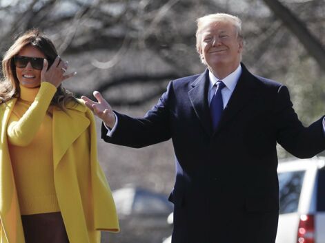 PHOTOS – Melania Trump en jupe en cuir et escarpins panthère