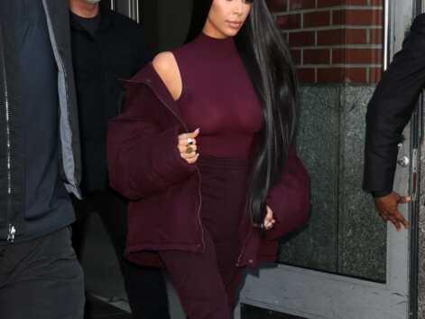 Look - Kim Kardashian à la Fashion Week, tout en violet et en transparence