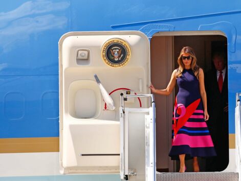 Look- Melania Trump en robe longue pour son arrivée en Europe