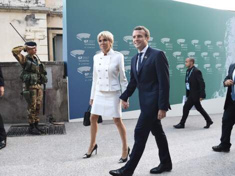 Brigitte Macron tout de blanc vêtue en Louis Vuitton