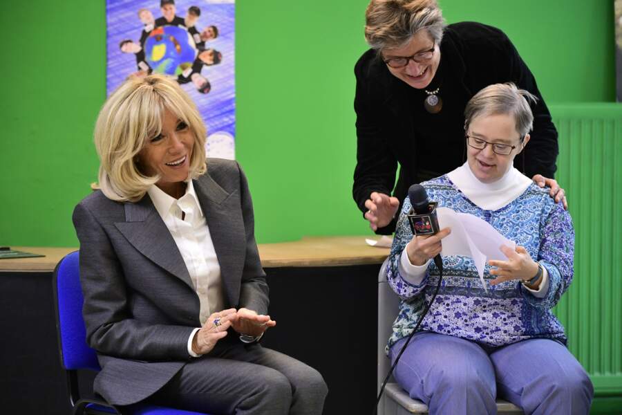 Brigitte Macron dans un service résidentiel pour handicapés mentaux adultes à Haut-Ittre, Belgique le 20 novembre 2018