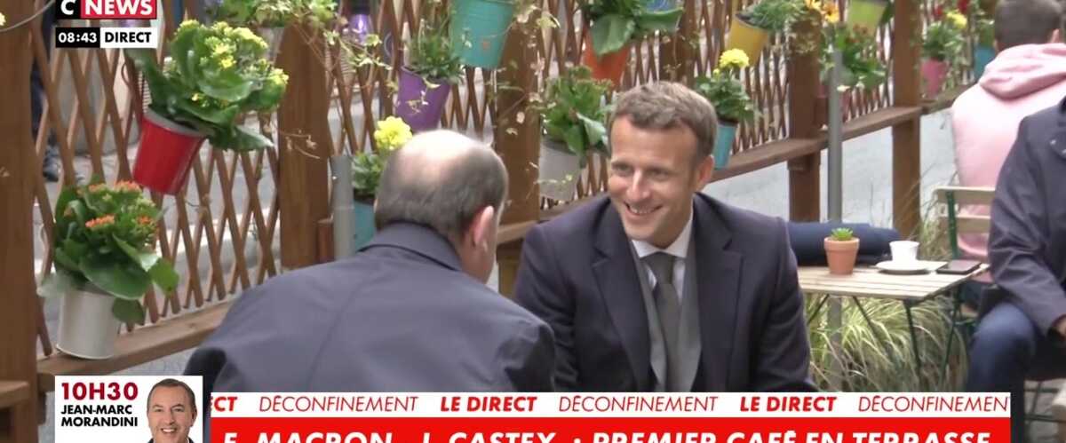 Video Emmanuel Macron Et Jean Castex Tout Sourire En Terrasse Joli Coup De Com Gala