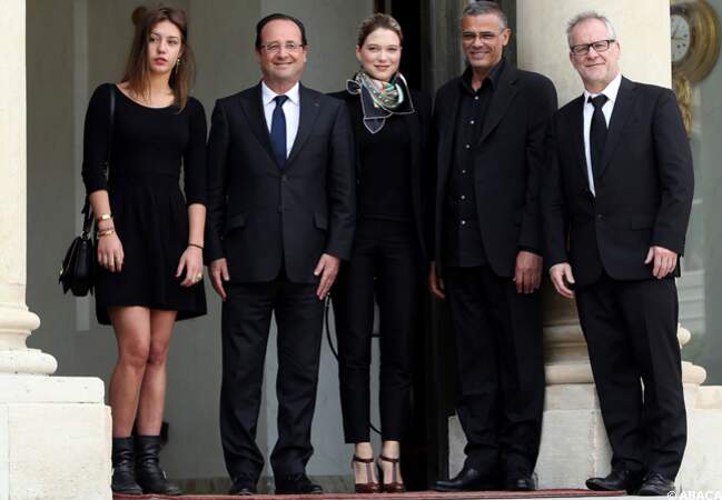 François Hollande avec l'équipe de La vie d'Adèle