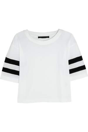 T-shirt en jersey de coton avec rayures en résille - 95€ - Karl Lagerfeld