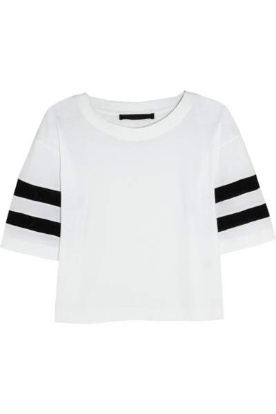 T-shirt en jersey de coton avec rayures en résille - 95€ - Karl Lagerfeld