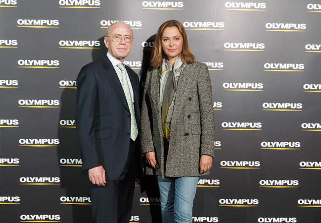 L'animatrice Sandrine Quétier et Didier Quilain, Président d’Olympus France