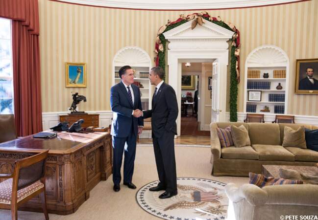 Quelques jours après l'élection, Barack Obama reçoit son adversaire Mitt Romney à la Maison Blanche