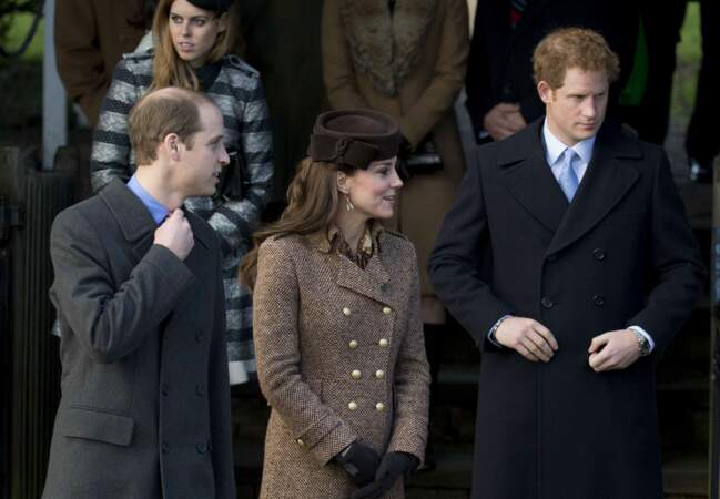 William, Kate et Harry à la messe de Noël