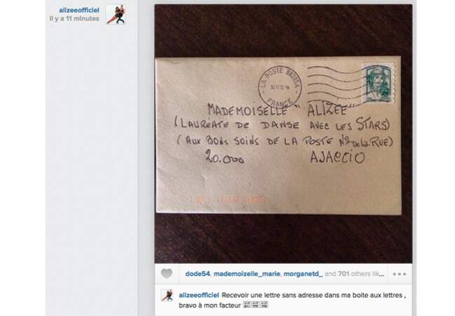 Alizée a du courrier