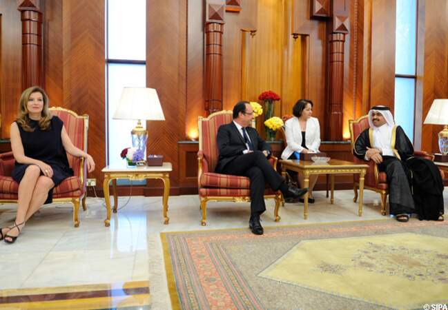 Valérie Trierweiler et François Hollande rencontrent l'emir du Qatar