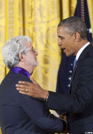 Barack Obama et George Lucas discutent