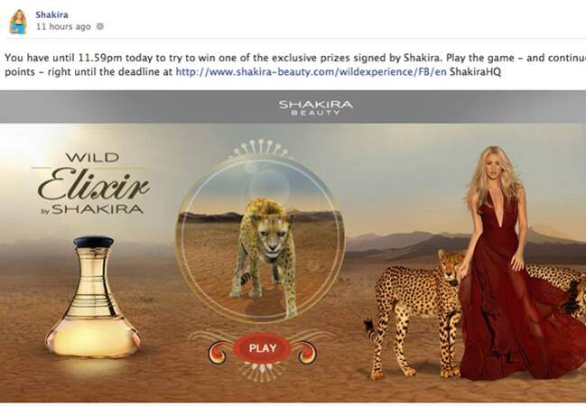 Shakira: son jeu concours sur Facebook