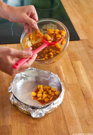 Etape 4: Placez les mangues caramélisées au congélateur
