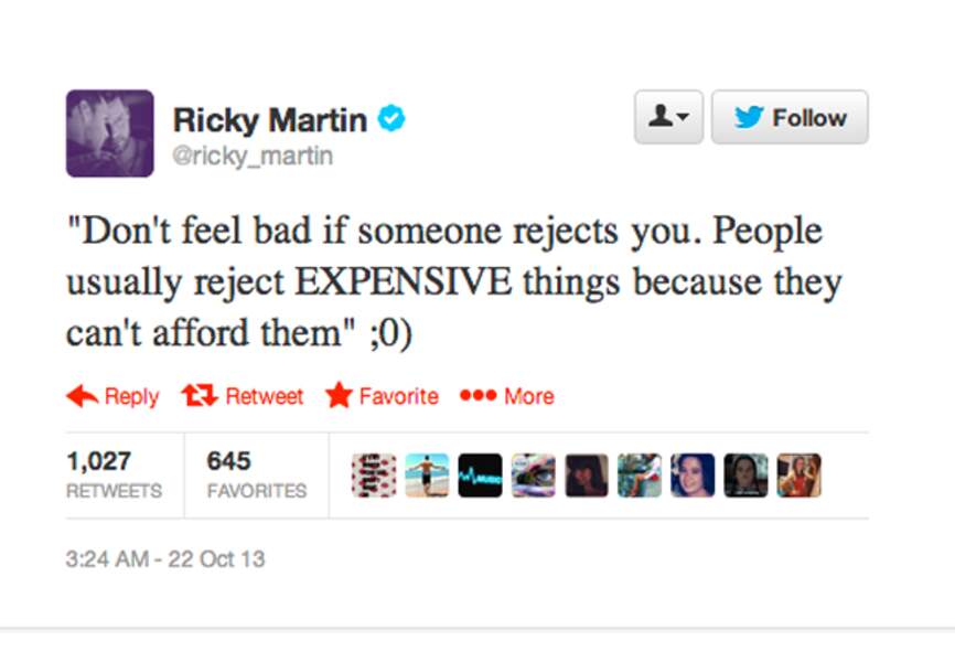 Et pour finir, une petite leçon de morale prodiguée par notre chanteur à minettes préféré : @ricky_martin 