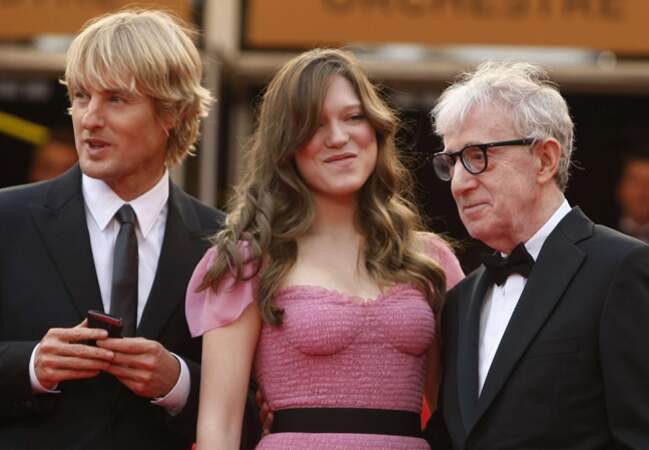 Léa Seydoux, entourée de Owen Wilson et Woody Allen en 2011 pour Midnight in Paris