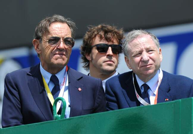 Fernando Alonso avec Lindsay Owen-Jones (ancien PDG l'Oreal) et Jean Todt (patron de la FIA)