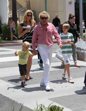 Rod Stewart, 69 ans, avec ses fils Alastair et Aiden