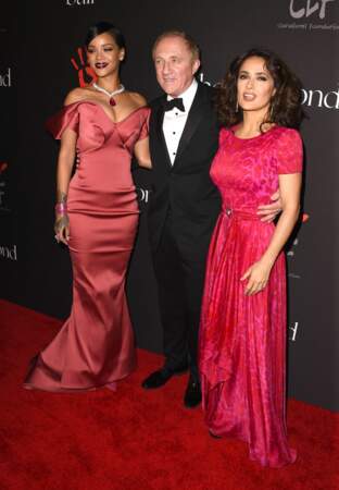Rihanna avec François-Henri Pinault et Salma Hayek