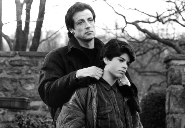 Sage Moonblood Stallone, né le 5 mai 1976, avec son père sur le tournage de Rocky V en 1990