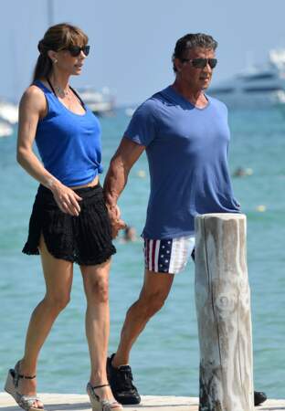Sylvester Stallone et sa femme au Club 55 de Saint-Tropez