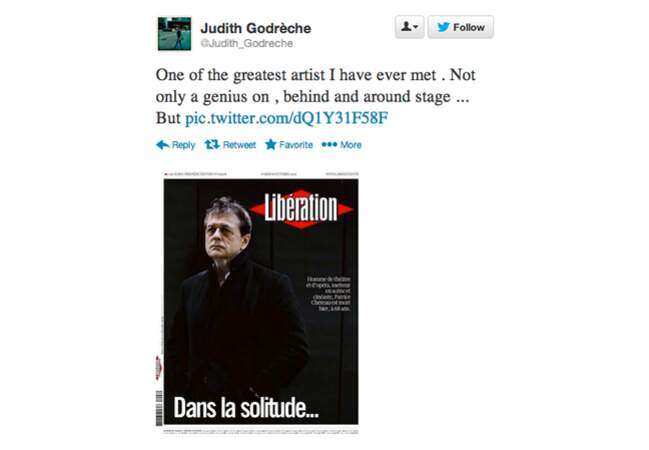 Originale, @judith_godreche tweete en anglais pour rendre hommage à Chéreau. #Pourquoipas?