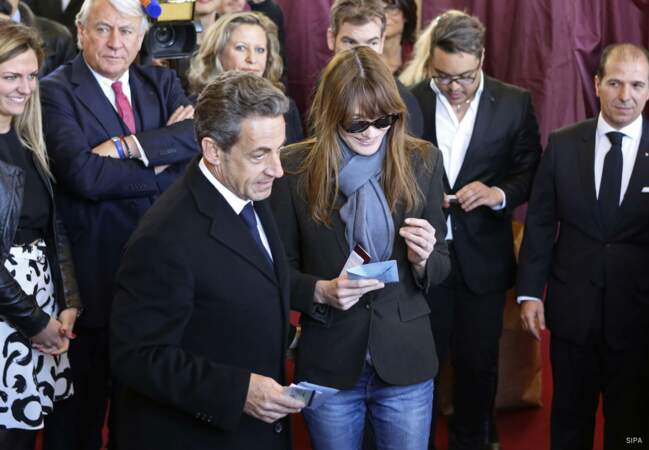L'ancien président était accompagné de son épouse, Carla Bruni