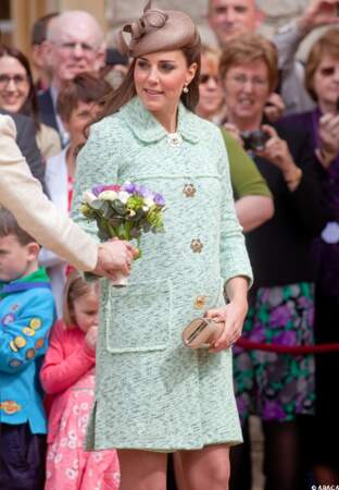 L'épouse du prince William, dans un manteau Mulberry couleur menthe