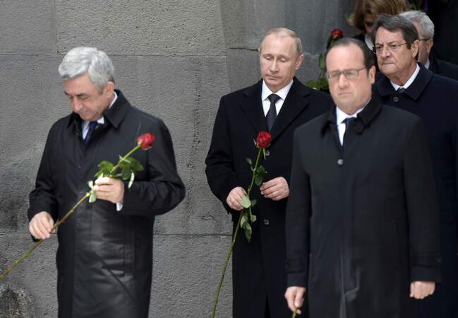 François Hollande, Vladimir Poutine et Serge Sarkissian