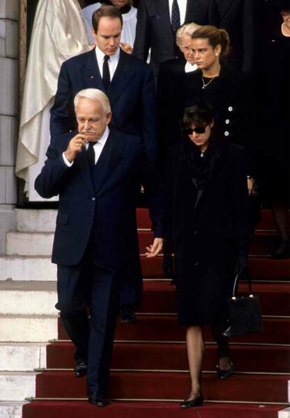 Lors des obsèques de Stefano Casiraghi en 1992