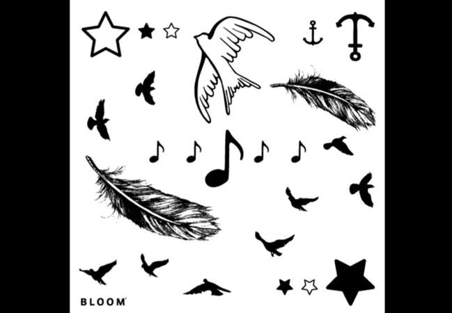 Bloom - Planche tattoo Bird – 9,50€ Disponible sur merci-merci.com
