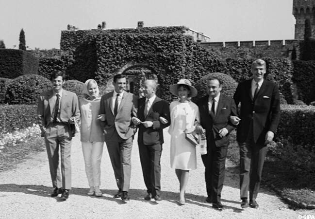 Jean-Paul Belmondo, Lino Ventura, Michel Audiard, Andrea Parisi et Henri Verneuil à Cannes en 1964