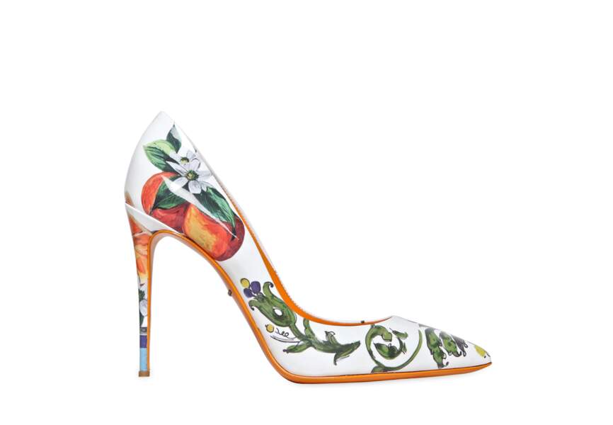 Dolce&Gabbana Escarpin vernis "Kate" céramique et orange 695€ 
