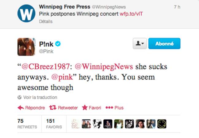 @Pink qui répond à un twitto insolent. 