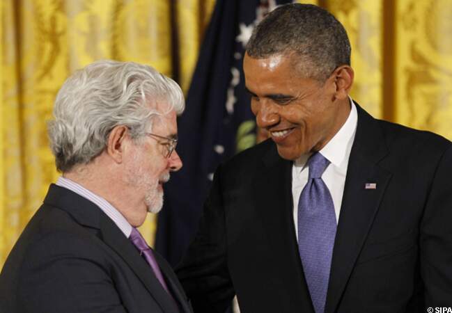 Barack Obama plaisante avec George Lucas