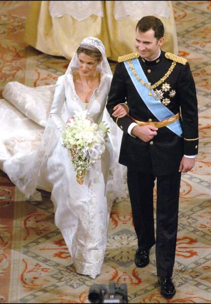 Letizia et Felipe le jour de leur mariage, célébré à Madrid le 22 mai 2004