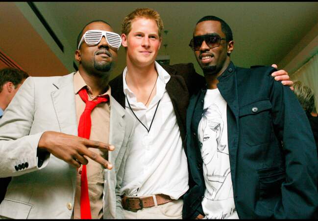 Kanye West, Harry et P.Diddy lors du concert donné en mémoire de Diana, à Wembley, en 2007