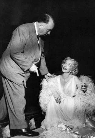 Alfred Hitchcock et Marlène Dietrich pour Le grand alibi en 1950