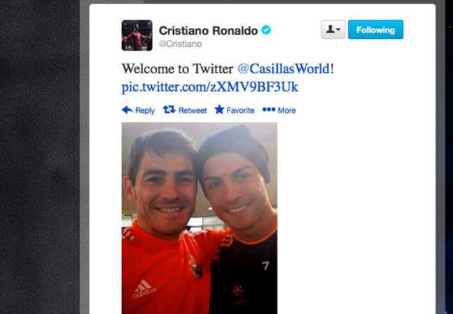 Cristiano Ronaldo souhaite la bienvenue sur Twitter à son coéquipier au Real Madrid Ilker Casillas