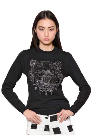 Kenzo, sweatshirt en coton avec tigre brodé, 205€