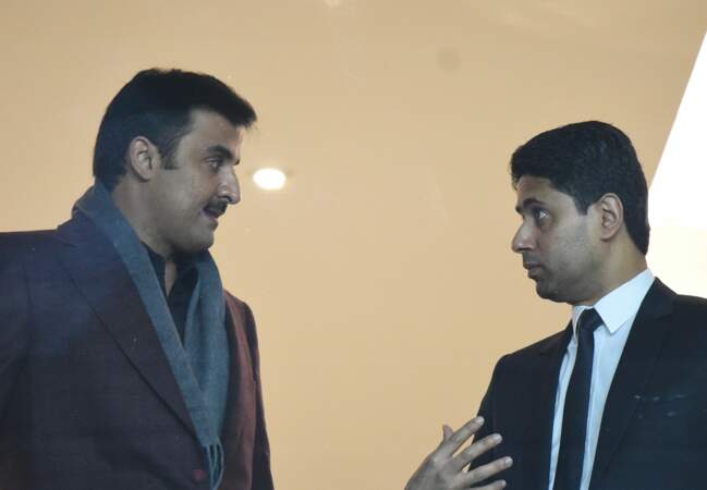 Nasser Al-Khelaïfi (président du PSG) et Son Altesse Cheikh Tamim bin Hamad Al Thani, Emir de l'Etat du Qatar.