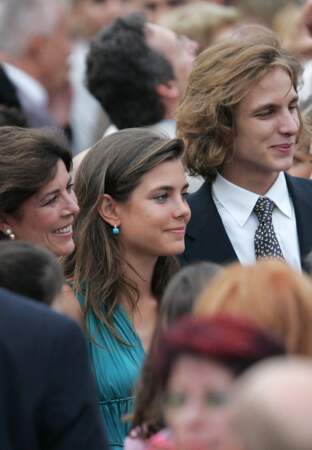 12 juillet 2005, Charlotte et Andréa lors de la cérémonie d'accès au trône d'Albert II de Monaco