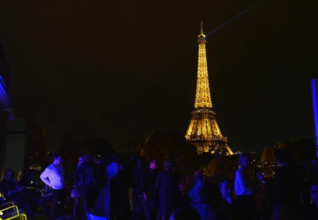 Magnifique vue sur la Tour Eiffel pendant la soirée