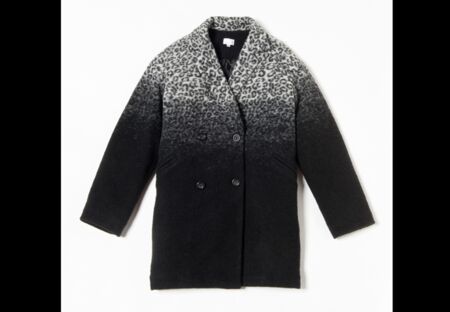 Manteau en laine et polyester imprimé léopard – 130€
