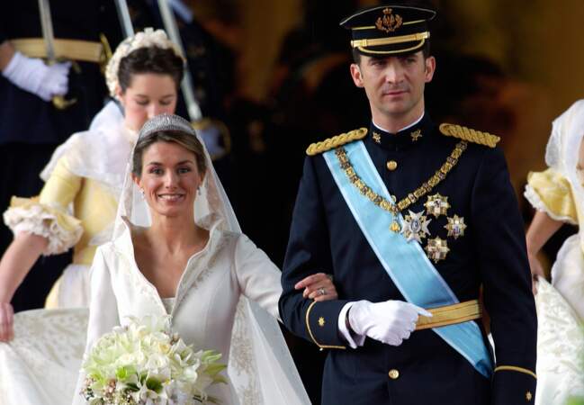 Le 22 mai 2004 lors du mariage de Letizia alors Ortiz et Felipe d’Espagne