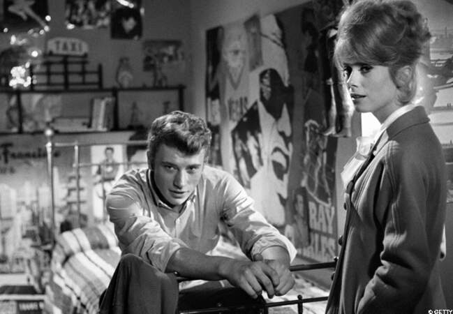 Catherine et Johnny Hallyday sur le tournage des Parisiennes en 1961