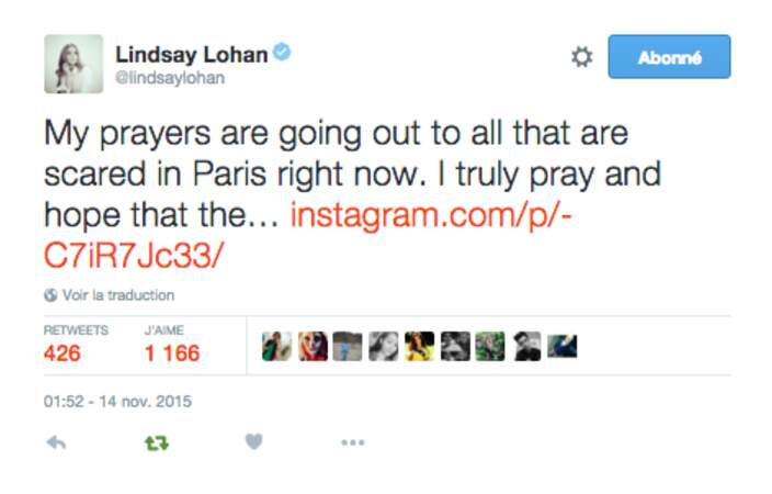 Lindsay Lohan, l'une des premières à réagir