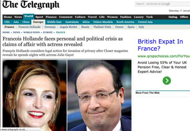 The Telegraph fustige la relation entre l'actrice et le président