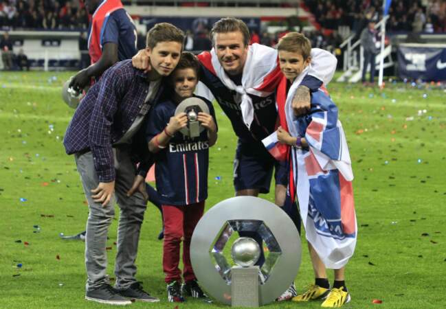 David Beckham avec ses boys : Cruz, Romeo et Brooklyn